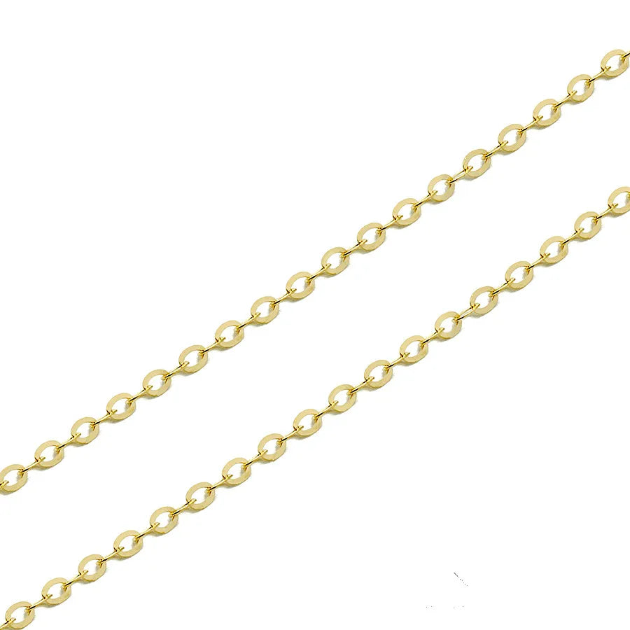 Fine 14 Karat Gold Thin Roll 1.7mm Flat Cable Link 14K Women Pure Gold Bulk Permanent Jewelry Chains 14k Solid Gold Roll