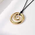 Minimalist Waterproof 18K Gold Plated Jewelry Stainless Steel Rowen Solid Swirled Rope Spiral Pendant Necklace