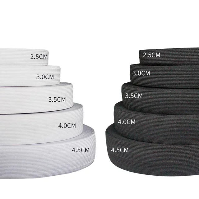 Factory Direct High Elasticity White Black Elastic Band Strap Webbing Knitted Custom Elastic Tape for Sewing Pants Bags Clothing