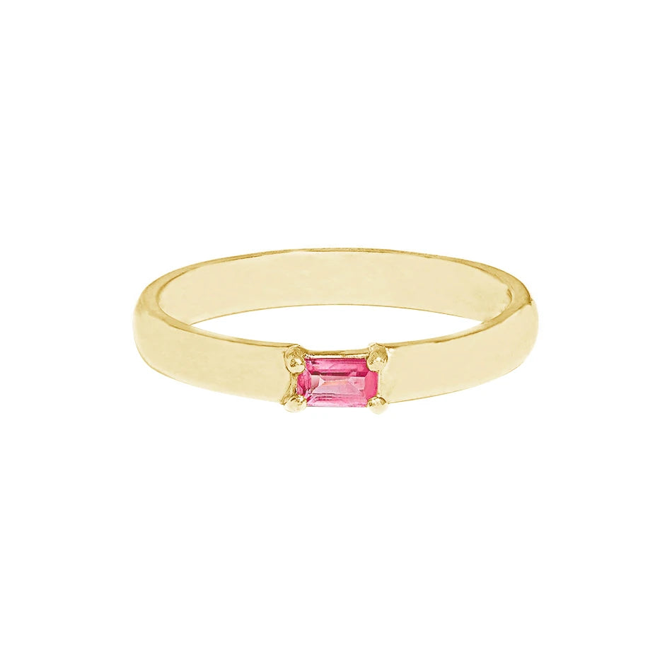 925 Sterling Silver Custom Minimalist Jewelry Wholesale 18k Gold Vermeil Ruby baguette Pinky Ring