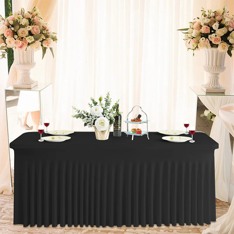 4/6/8Ft Rectangular Polyester Tablecloths for Wedding Party Table Covers for Events