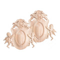 Wood Carved Onlay Appliques Smolder Unpainted Wooden Carved Flower Carvings Decals for Cabinet Home Furniture 9.84" X 11.02"