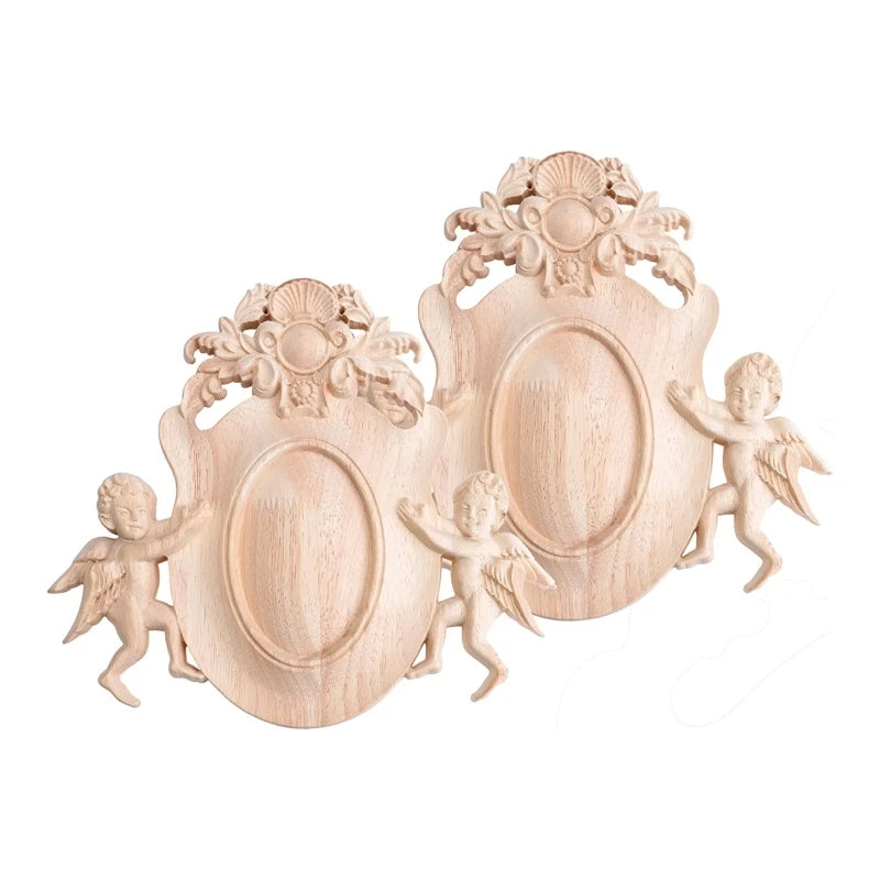 Wood Carved Onlay Appliques Smolder Unpainted Wooden Carved Flower Carvings Decals for Cabinet Home Furniture 9.84" X 11.02"