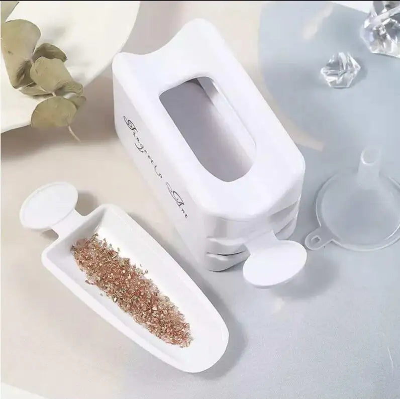 Nail Dipping Powder Recycling Collection Container Box Nail Rhinestones Recovery Storage Box