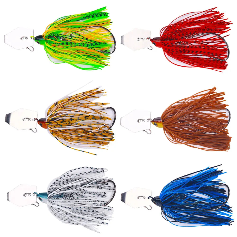 HENGJIA 16G Buzz Bait Fishing Lures 20G Buzz Bait With Blades Fishing Metal Silicon Fishing Lures and Trolling Skirts