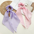 Custom Logo American Sweet European Fashionable Silk Scrunchie Hair Decorations Pink Purple and Black Bows for Daily Use