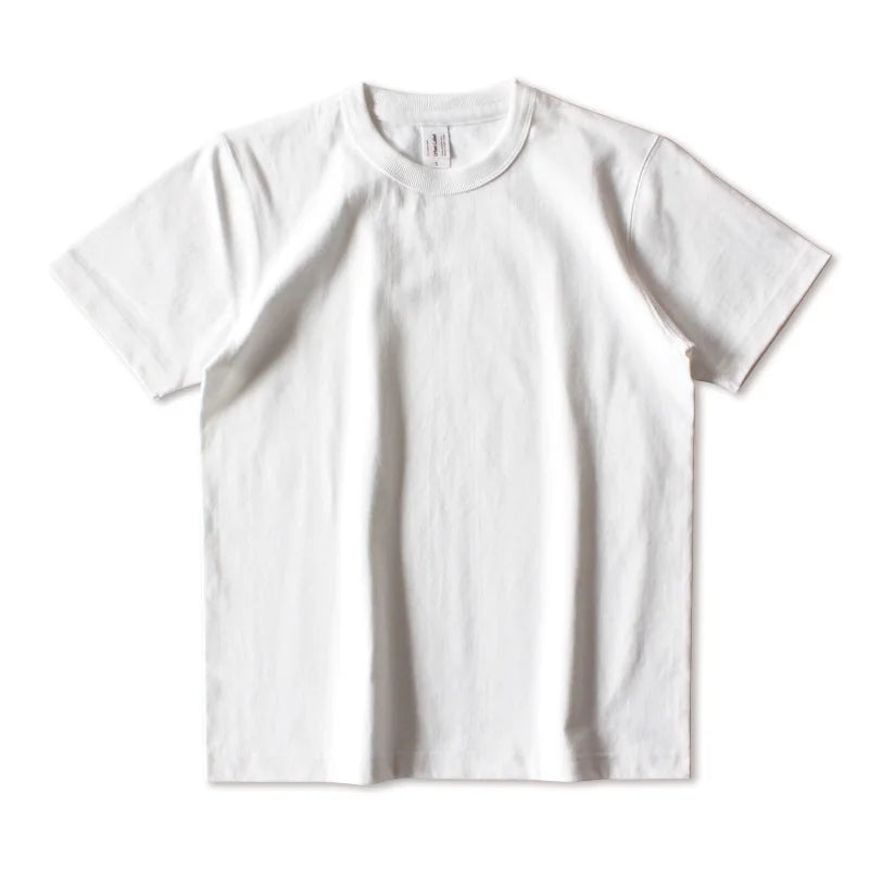 PRINTFUN 2025 Summer New 100% Cotton Knitted Breathable White Solid Casual O-Neck Regular Fit Men's T-Shirt
