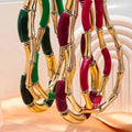Romantic 2024 Boho Elegance Collar Colorful Marble Amber Luxury Women's Jewelry Bamboo Beads Choker 3PCS  Acrylic Necklace Set