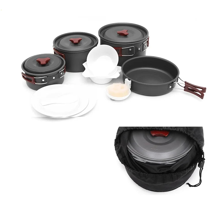2025 Aluminum Camping Cookware Set Outdoor Picnic Kitchen Cookware Set