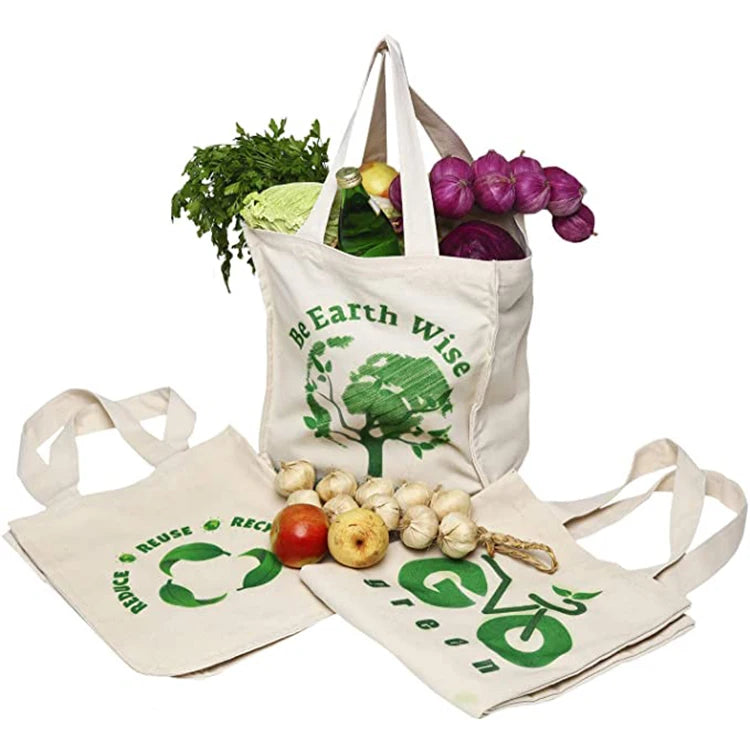Promotional Custom Gorcery Vegetables Supermarket Packaging Organic Recycled Cheap Cotton Canvas Tote Shopping Bag