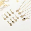 Palm Chic Religious 18K Gold Plated Brass Cactus Earrings Necklace Set Ladies' Fashion Jewelry Zircon Wedding Occasions Gift