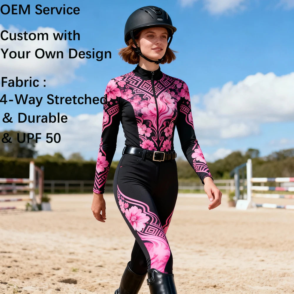 Fashion Design Oem Custom logo Premium Sports Horse Riding Clothing Womens Equestrian Shirt
