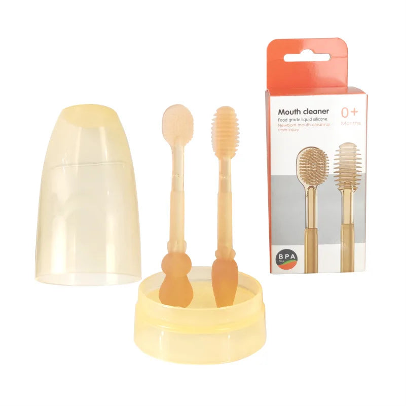 Wholesale 2 in 1 Silicone Baby Toothbrush and Tongue Cleaner Set Babies Oral Hygiene Products