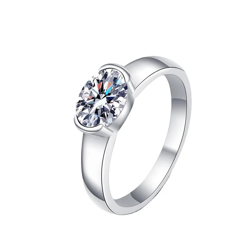 Real 1.5ct Moissanite Ring Tested Standard D Color 925 Sterling Silver Plated Fine Jewelry Rings for Women