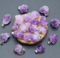 Beautiful Natural Stone Irregular Raw Stone Pendant Healing Crystal Amethyst Geode Cluster Necklace for Women Friends Gifts