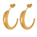 Women Statement Big18k Gold Plated Set Large Cc Zircon Hoop Stud Earrings Stainless Steel
