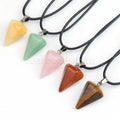 Cheap Natural Crystal Cone Pyramid Pendants Six-sided Hexagon Gem Stone Pendant for Necklace Pendulum Making