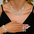 Women's 4-Piece Silver Claw Chain Rhinestone Necklace Earring Set for Wedding & Banquet Dress Fashion Jewelry