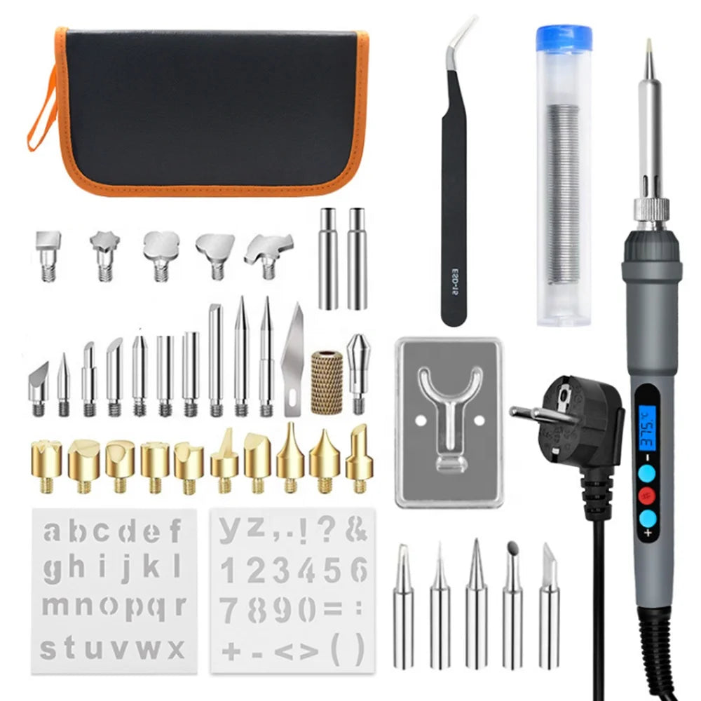 41pcs/kit LED Digital Adjustable Temperature 200-500 Electronic Soldering Wood Burning Carving Pyrographying Tools