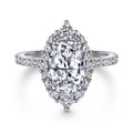 Luxury Marquise Cut 7*10mm Prong Setting Rhodium Plated Thick 18K Gold Plated Promise Ring in Silver