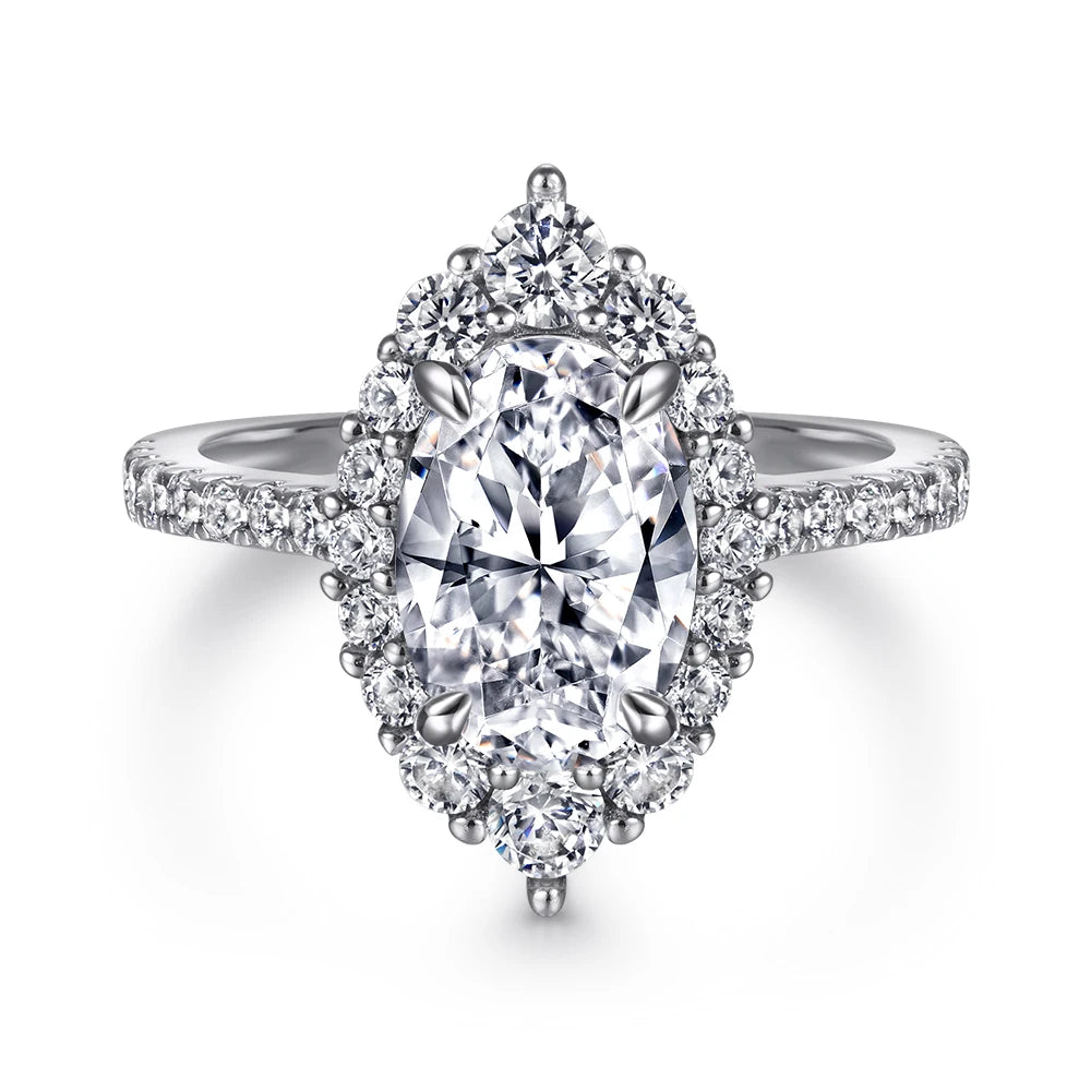Luxury Marquise Cut 7*10mm Prong Setting Rhodium Plated Thick 18K Gold Plated Promise Ring in Silver