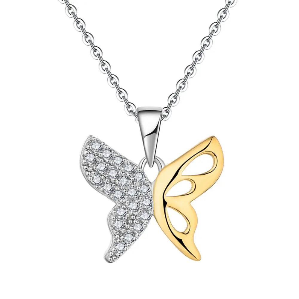 2024 New Simple Jewelry 925 Sterling Silver Cubic Zirconia Butterfly Pendant Necklace for Woman Gift