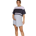 3 in 1 Women Pregnancy Maternity Clothes Curved Hem Flare Sleeves Night PJ Pajamas Dress With Nursing Access