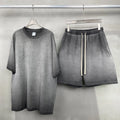 Custom 430 Gsm Men Cotton Summer Sun Faded Baggy Vintage Short Pants Acid Wash Sweat Oversized Distressed T-shirt and Shorts Set