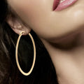Stainless Steel 18K Gold Plating Thin Line Wire Fashion  Large Oval Hoop Earrings for Women Ear Jewelry Wholesale