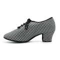 Wholesale Oem&odm Houndstooth Canvas Bd Dance Shoes Salsa Bachata Ladies Practice Latin Dance Shoes for Women Teaching&training