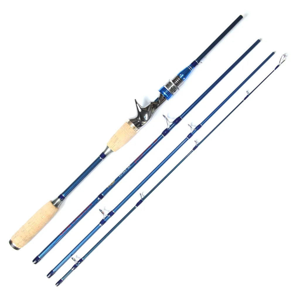 7 Feet 2.1M 4 Section Cork Handle High Carbon Travel Casting Fishing Rod