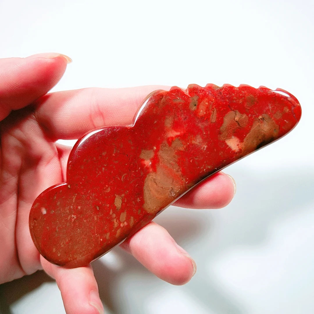 Huiying Efficient Shipping Jagged Mookaite Jasper Facial Scraping Massage Customized Wing Face Gua Sha Massager Products