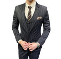 Trendy Black Blue Grey Stripe Mens Suits 3 Pieces Suit Terno Slim Fit Formal Office Wedding Groom Tuxedo for Men