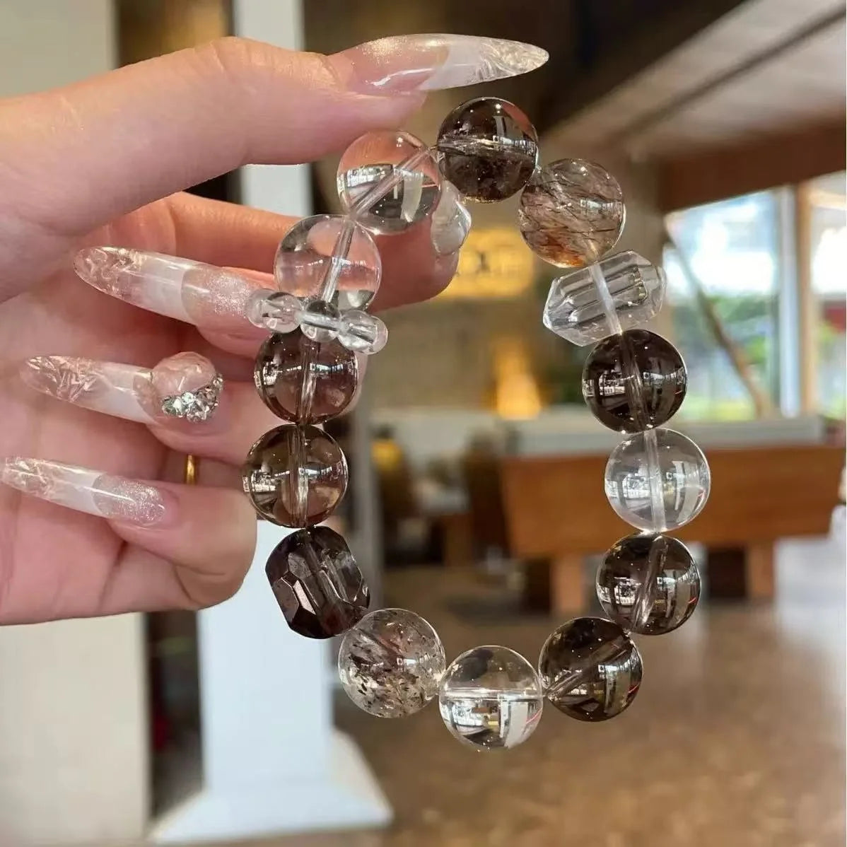 Ins Style Homemade Natural Crystal Designs big Bead Bracelet for Spiritual Healing