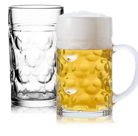 40oz 1.2L Classic Glass Beer Stein Mug with Handle Freezable for Home & Party Use