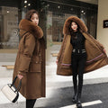 Custom 2023 Women Parkas Coats FAUX FUR TRIM 97cm Hooded Fur Collar Parka Winter Jacket for Women Parka