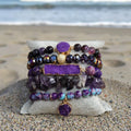 Fashion 5pc Women Vintage Custom Boho Jewelry Crystal Glass Natural Gemstone Druzy Bracelet Cubic Zircon Stack Bracelet Sets