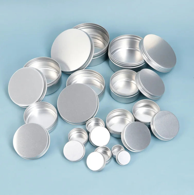 100ml Metal Tin Jar Silver Plated Aluminium Bar Packaging for Cosmetics Soap Tea Perfume Beverages Screw Lid Logo Printed
