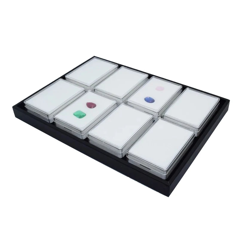Clear Rectangular Acrylic Gemstone Diamond Display Box Tray Set Gem Divided Display Tray