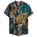 New Arrival Mens Short Sleeve Casual Cotton Linen Printing Hawaiian Shirt Blouse Men Shirts Loose Plus Size Tops
