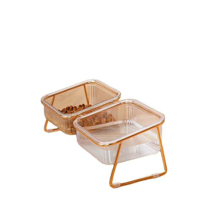 Hot Sale Plastic Cat Double Bowl Dog Bowl With Iron Stand Pet Bowl
