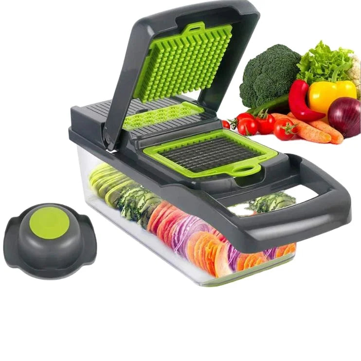 12 in 1 Plastic Vegetable Chopper Garlic Cutting Slicer Multi Function Kitchen Gadgets Hand Roller Fruit Tool