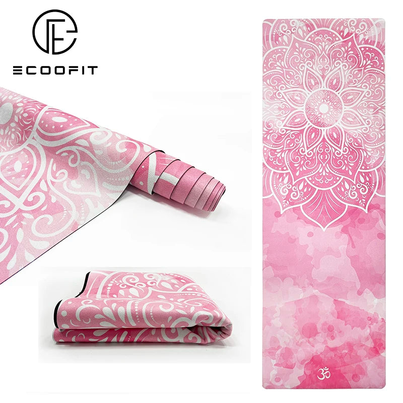 Pink Mandala Cloth Fabric Sweat Absorb Microfiber Suede Rubber Unique Design Your Own Custom Print Eco Foldable Travel Yoga Mat
