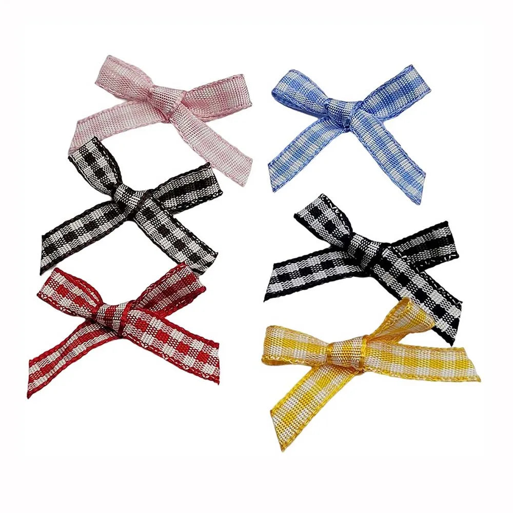 1000pcs Beautiful Bowknot Bow Tie Hairclips Hairbands Checkered Stickers Clothing Patch Paster Stick