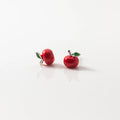 925 Sterling Silver Red Green Enamel Girl's Stud Earrings for Women Gifts Jewelry