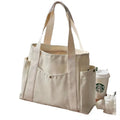 Customized Eco Foldable Extra Large Heavy Big Thick Capacity Casual Zipper Shopping Tote Bag Oversized Cotton Canvas Bag