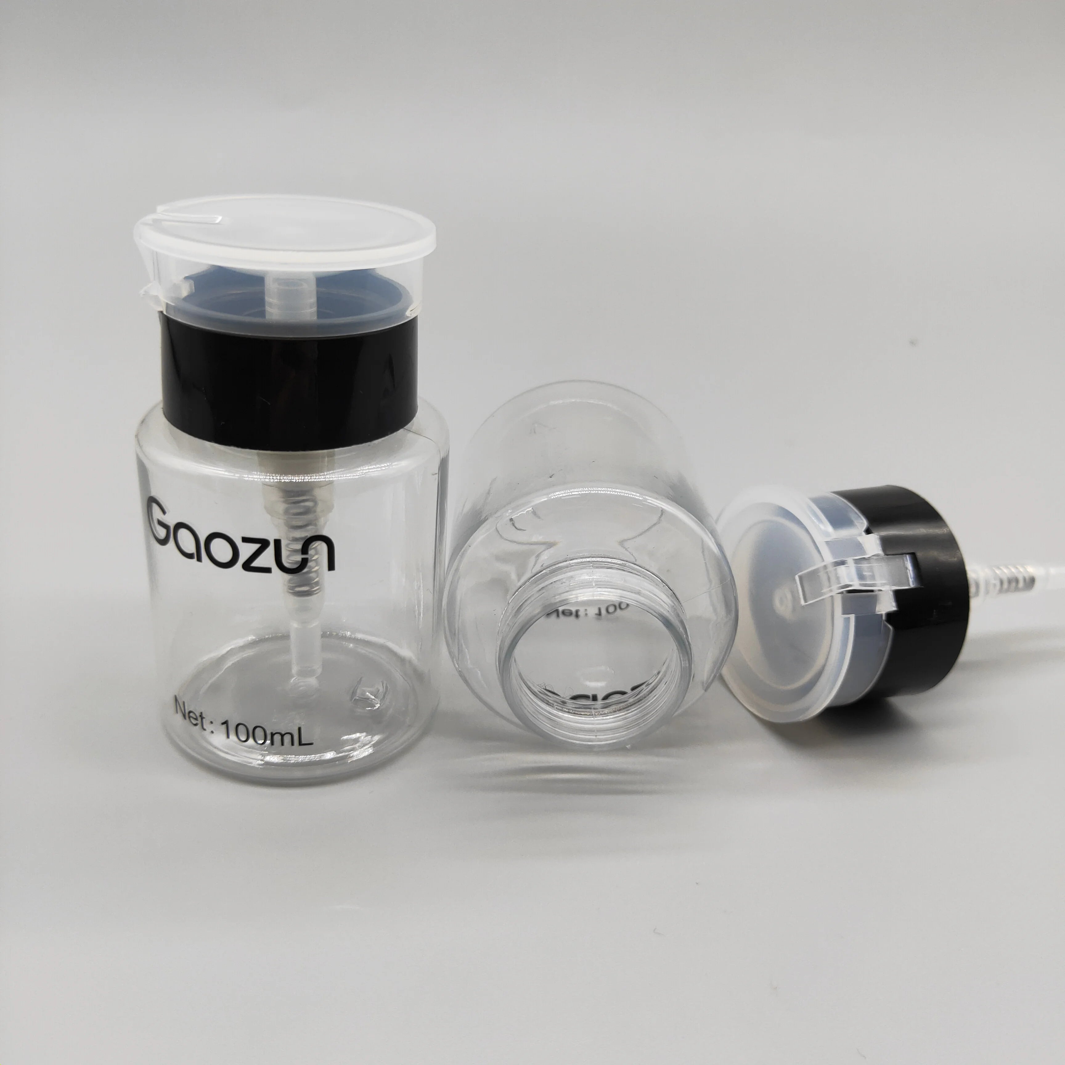 100ml 150ml 200ml PET Plastic Bottle Press Pump for Facial Cleanser Lotion Makeup Nail Polish Remover Packaging (Custom Color)