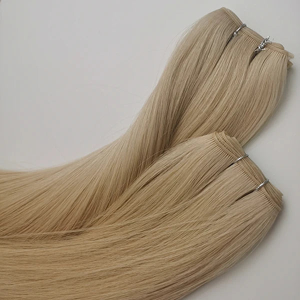 For Genius Weft 100% Virgin Remy Human Hair Extensions Double Drawn Flat Weft Seamless Real Hair Chinese Hair Bleached
