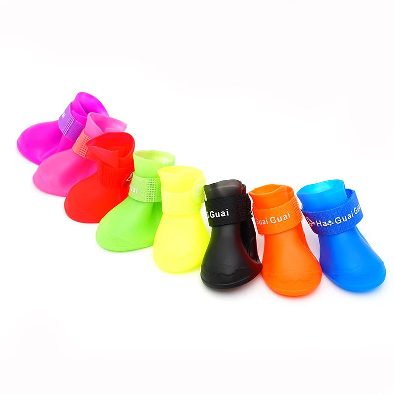 Waterproof Outdoor Anti-slip Pet Teddy Dog Snowy Rain Boots Shoes Factory Wholesale 4 Pcs Customized Logo Cute Puppy