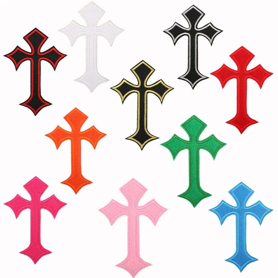 NODA STOCK 13 Colors  Iron on Jesus God Cross  Patches for Decoration